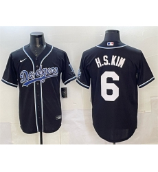 Men Los Angeles Dodgers 6 H S Kim Black Cool Base Stitched Baseball Jersey Men Los Angeles Dodgers 6 H S Kim Black Cool Base Stitched Baseball Jersey