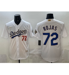 Men Los Angeles Dodgers 72 Miguel Rojas White 2026 Gold Collection Stadium Stitched Baseball Jersey Men Los Angeles Dodgers 72 Miguel Rojas White 2026 Gold Collection Stadium Stitched Baseball Jersey