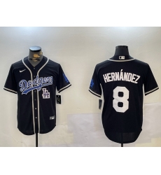 Men Los Angeles Dodgers 8 Enrique Hernandez Black 2024 World Series Cool Base Stitched Baseball Jersey 10