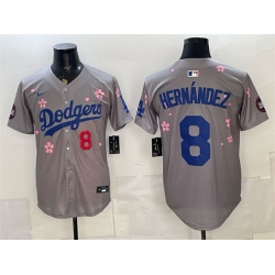 Men Los Angeles Dodgers  8 Enrique Hernandez Grey 2025 Tokyo Series Limited Stitched Baseball Jersey