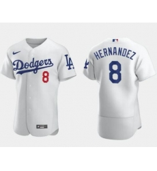 Men Los Angeles Dodgers 8 Enrique Hernandez White Flex Base Stitched Jersey