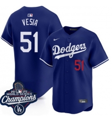 Men Los Angeles Dodgers Alex Vesia #51 Blue 2025 World Series Champions Limited Stitched Baseball Jersey Men Los Angeles Dodgers Alex Vesia #51 Blue 2025 World Series Champions Limited Stitched Baseball Jersey