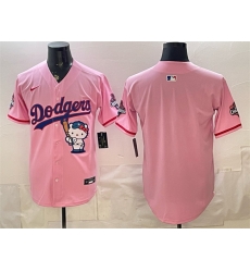 Men Los Angeles Dodgers Blank Pink Hello Kitty Night 2025 World Series Champions Patch Stitched Baseball Jersey Men Los Angeles Dodgers Blank Pink Hello Kitty Night 2025 World Series Champions Patch Stitched Baseball Jersey