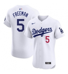 Men Los Angeles Dodgers Freddie Freeman #5 White Flex Base 2024 Home Stitched Jersey