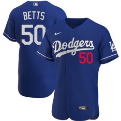 Men Los Angeles Dodgers Mookie Betts #50 Blue Flex Base 2024 Home Stitched Jersey