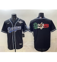 Men Los Angeles Dodgers Team Big Logo Black Fashion 2025 World Series Cool Base Stitched Baseball Jersey 001