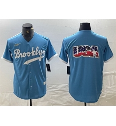 Men Los Angeles Dodgers Team Big Logo Light Blue Throwback Cool Base Stitched Baseball Jersey