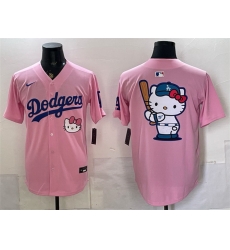 Men Los Angeles Dodgers Team Big Logo Pink 2025 Hello Kitty Vapor Limited Stitched Baseball Jersey