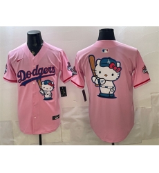 Men Los Angeles Dodgers Team Big Logo Pink Hello Kitty Night 2025 World Series Champions Patch Stitched Baseball Jersey Men Los Angeles Dodgers Team Big Logo Pink Hello Kitty Night 2025 World Series Champions Patch Stitched Baseball Jersey