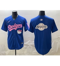Men Los Angeles Dodgers Team Big Logo Royal Hello Kitty Night Stitched Baseball Jersey 001