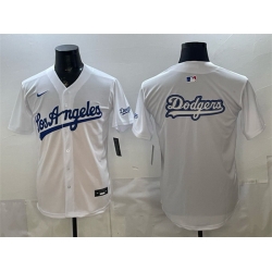 Men Los Angeles Dodgers Team Big Logo White Alternate Stadium Stitched Baseball Jersey 001