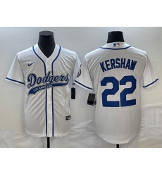 Men's Los Angeles Dodgers #22 Clayton Kershaw White Cool Base Stitched Baseball Jersey1