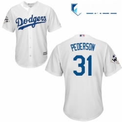 Mens Majestic Los Angeles Dodgers 31 Joc Pederson Replica White Home 2017 World Series Bound Cool Base MLB Jersey