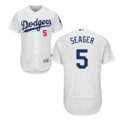 Mens Majestic Los Angeles Dodgers 5 Corey Seager White Home Flex Base Authentic Collection MLB Jersey