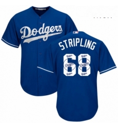 Mens Majestic Los Angeles Dodgers 68 Ross Stripling Authentic Royal Blue Team Logo Fashion Cool Base MLB Jersey 