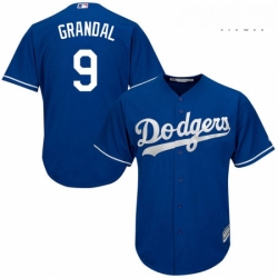 Mens Majestic Los Angeles Dodgers 9 Yasmani Grandal Authentic Royal Blue Alternate Cool Base MLB Jersey