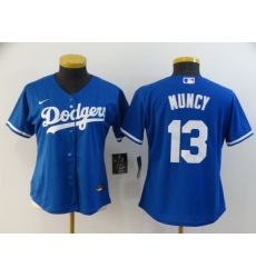 Women Dodgers 13 Max Muncy Royal Women 2020 Nike Cool Base Jersey