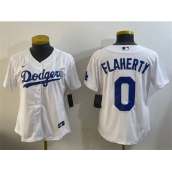 Women Los Angeles Dodgers 0 Jack Flaherty White Cool Base Stitched Baseball Jersey 28Run Small 29