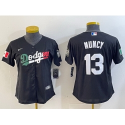 Women Los Angeles Dodgers 13 Max Muncy Black Mexico Stitched Jersey