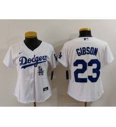 Women Los Angeles Dodgers 23 Kirk Gibson White Stitched Jersey 2