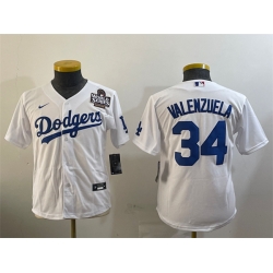 Women Los Angeles Dodgers 34 Fernando Valenzuela White 2024 World Series Cool Base Stitched Baseball Jersey