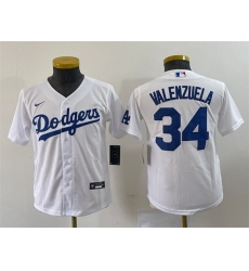 Women Los Angeles Dodgers 34 Toro Valenzuela White Stitched Jersey  Run Small