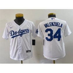 Women Los Angeles Dodgers 34 Toro Valenzuela White Stitched Jersey  Run Small