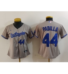 Women Los Angeles Dodgers 44 Vicente Padilla Grey Stitched Jersey 10