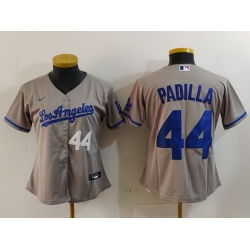 Women Los Angeles Dodgers 44 Vicente Padilla Grey Stitched Jersey 12