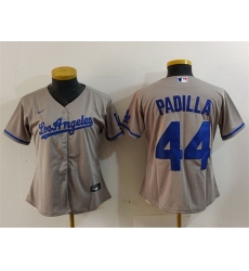 Women Los Angeles Dodgers 44 Vicente Padilla Grey Stitched Jersey 1