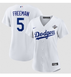 Women Los Angeles Dodgers 5 Freddie Freeman White 2025 World Series Home Cool Base Stitched Baseball Jersey Women Los Angeles Dodgers 5 Freddie Freeman White 2025 World Series Home Cool Base Stitched Baseball Jersey