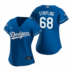 Women Los Angeles Dodgers 68 Ross Stripling Royal 2020 World Series Champions Replica Jersey