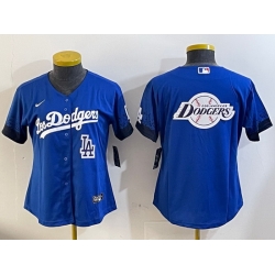 Women Los Angeles Dodgers Blank Blue 2024 World Series With No  34 Patch Home Limited Stitched Baseball Jersey  8