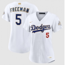 Women Los Angeles Dodgers Freddie Freeman Nike White 2026 Gold Collection Stadium Jersey