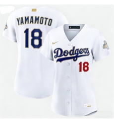 Women Los Angeles Dodgers Yoshinobu Yamamoto #18 Nike White 2026 Gold Collection Stadium Jersey