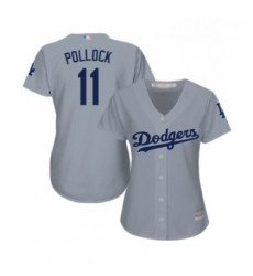 Womens Los Angeles Dodgers 11 A J Pollock Authentic Grey Road Cool Base Baseball Jersey 