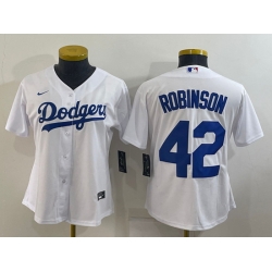 Women's Los Angeles Dodgers #42 Jackie Robinson White Stitched MLB Cool Base Nike Jersey