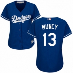 Womens Majestic Los Angeles Dodgers 13 Max Muncy Authentic Royal Blue Alternate Cool Base MLB Jersey 