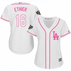 Womens Majestic Los Angeles Dodgers 16 Andre Ethier Authentic White Fashion Cool Base 2018 World Series MLB Jersey