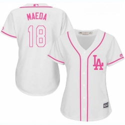 Womens Majestic Los Angeles Dodgers 18 Kenta Maeda Replica White Fashion Cool Base MLB Jersey