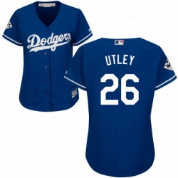 Womens Majestic Los Angeles Dodgers 26 Chase Utley Authentic Royal Blue Alternate 2017 World Series Bound Cool Base MLB Jersey