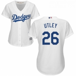 Womens Majestic Los Angeles Dodgers 26 Chase Utley Replica White Home Cool Base MLB Jersey