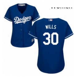 Womens Majestic Los Angeles Dodgers 30 Maury Wills Authentic Royal Blue Alternate Cool Base MLB Jersey