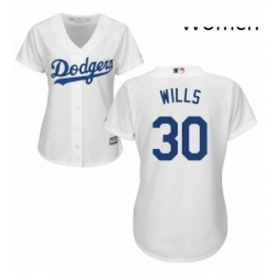 Womens Majestic Los Angeles Dodgers 30 Maury Wills Replica White Home Cool Base MLB Jersey