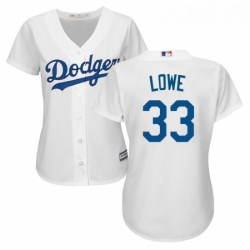 Womens Majestic Los Angeles Dodgers 33 Mark Lowe Replica White Home Cool Base MLB Jersey 