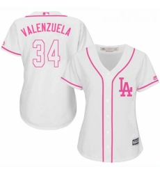 Womens Majestic Los Angeles Dodgers 34 Fernando Valenzuela Authentic White Fashion Cool Base MLB Jersey