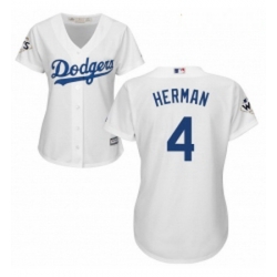 Womens Majestic Los Angeles Dodgers 4 Babe Herman Replica White Home 2017 World Series Bound Cool Base MLB Jersey