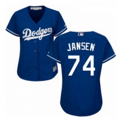 Womens Majestic Los Angeles Dodgers 74 Kenley Jansen Replica Royal Blue Alternate Cool Base MLB Jersey