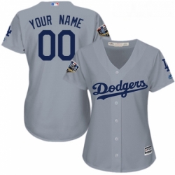 Womens Majestic Los Angeles Dodgers Customized Authentic Grey Road Cool Base 2018 World Series MLB Jerse