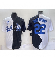 Toddler Los Angeles Dodgers 22 Bad Bunny 2022 All Star White Black Split Cool Base Baseball Jersey